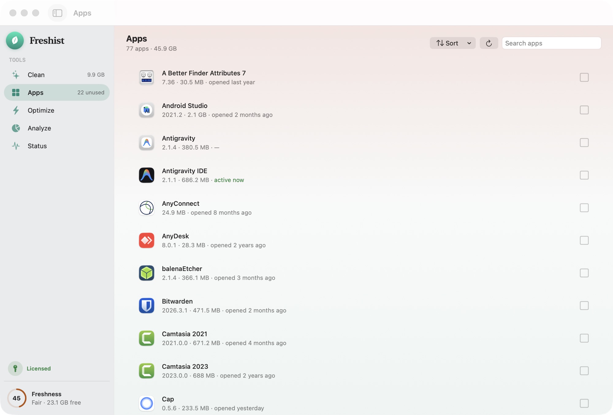 Freshist Apps — Uninstall completely — leftovers and all.